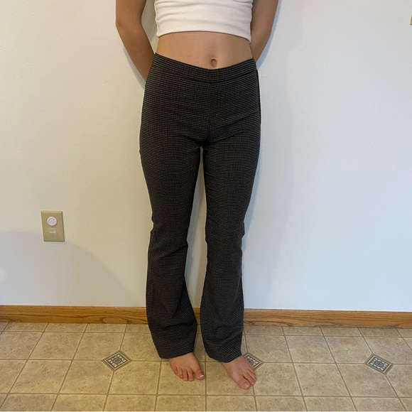 Vintage Pants - Vintage Y2K grey plaid flared trousers pull on pant style size 3 woman’s